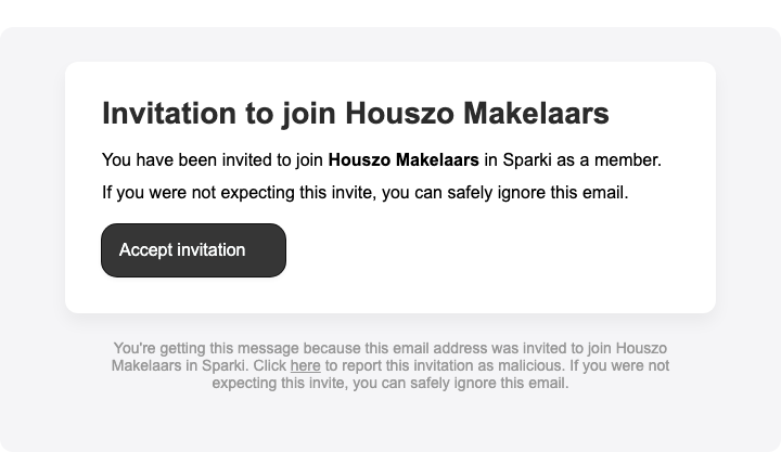 Member invitation email